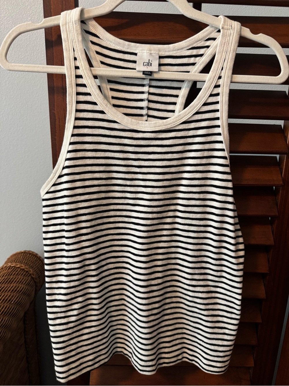 Cabi Black & White Striped Tank Top, knot.